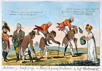Military leap-frog, or Hints to young Gentlemen by Isaac (after) Cruikshank