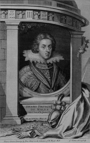 Henry (1594-1612) Prince of Wales, engraved by George Vertue by Isaac (after) Oliver