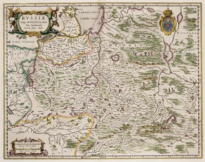 Map of Western Russia From: Partes Septentrionalis et Orientalis by Isaac Abrahamsz. Massa