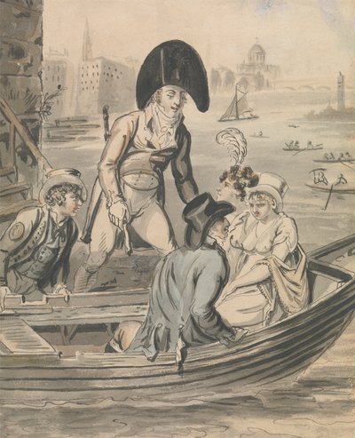 Embarking on the Ferry by Isaac Cruikshank
