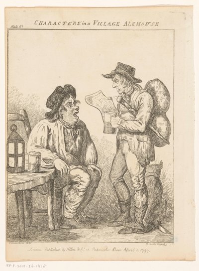 Two Men in a Village Alehouse in Derbyshire by Isaac Cruikshank