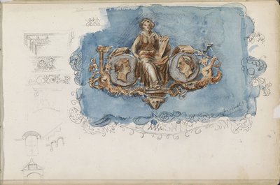 Vignette with Seated Woman and Two Portraits by Isaac Gosschalk