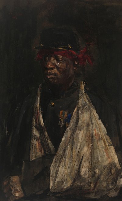 Portrait of a Wounded KNIL Soldier by Isaac Israels (signed by artist)
