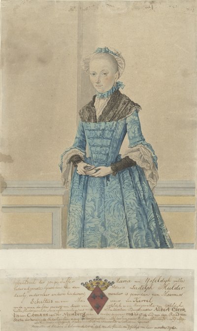 Portrait of Maria van IJsseldijk, Standing Knee-Length by Isaac Lodewijk la Fargue van Nieuwland