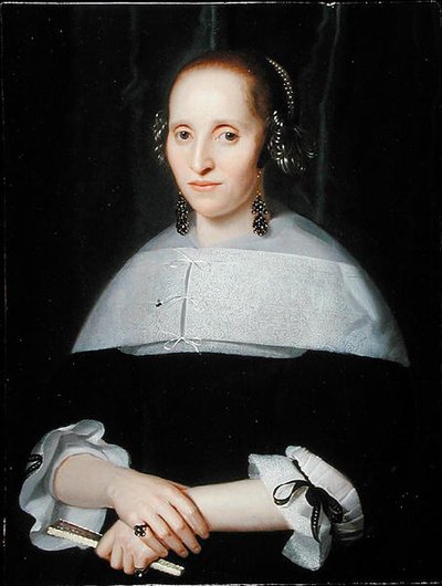 Portrait of a Lady in a Black Dress and Lace Collar by Isaac Luttichuys