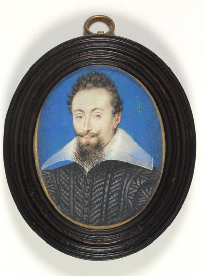 An Unknown Gentleman in Black Dress with White Collar by Isaac Oliver