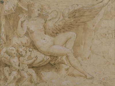 Leda and the Swan by Isaac Oliver