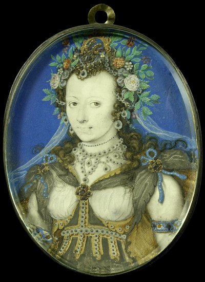 Portrait of a Woman in Masquerade Costume as Flora by Isaac Oliver