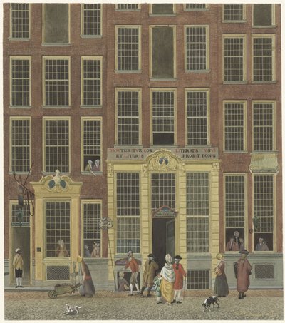 The Bookstore and Lottery Office of Jan de Groot in Kalverstraat, Amsterdam by Isaac Ouwater