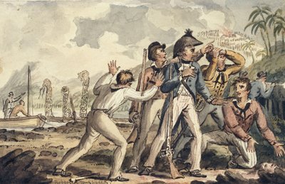 Captain Burney Discovering his Murdered Shipmates, from the Voyages of Captain Cook by Isaac Robert Cruikshank