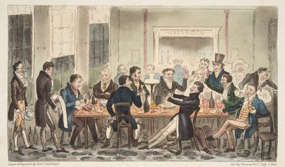 Evening and in High Spirits, a scene at Longs Hotel, Bond Street, from The English Spy by Isaac Robert Cruikshank