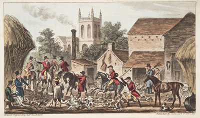 Going Out; A View of Berkeley Hunt Kennel, from The English Spy by Isaac Robert Cruikshank