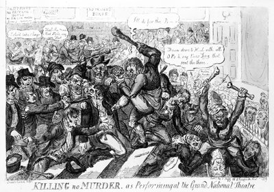 Killing no Murder, as performing at the Grand National Theatre by Isaac Robert Cruikshank