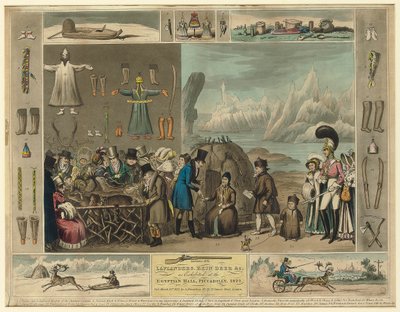 Laplanders, Reindeer etc., as exhibited at the Egyptian Hall, Piccadilly, 1822 by Isaac Robert Cruikshank