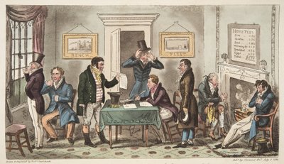Morning and in Low Spirits, a Lock Up scene in a Spunging House, Carey Street, a bit of Good Truth, from The English Spy by Isaac Robert Cruikshank