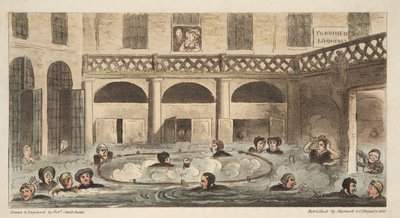 Public Bathing at Bath or Strewing Alive, from The English Spy by Isaac Robert Cruikshank