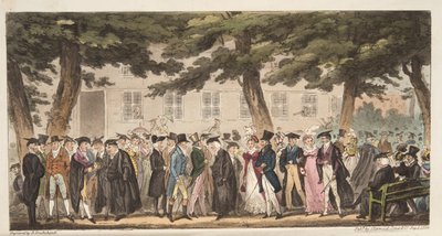Show Sunday, A View in the Broad Walk, Christ Church Meadows, Oxford, from The English Spy by Isaac Robert Cruikshank