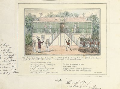 The Arrest of John Morgan, Esq., Merchant, Singapore, October 1824, by John Crawford Esq., Resident, Formerly Doctor on the Companies Service, Late Ambassador to the Court, Bangkok, Siam, and Umrapoorah, Burmese Empire, May 1827 by Isaac Robert Cruikshank