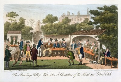 The Bowling Alley, Worcester, or Characters of the Hand and Glove Club by Isaac Robert Cruikshank