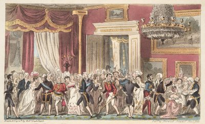 The Evening in the Circular Room; or a Squeeze at Carlton Palace, from The English Spy by Isaac Robert Cruikshank