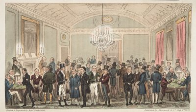 The Great Subscription Room at Brookes, from The English Spy by Isaac Robert Cruikshank