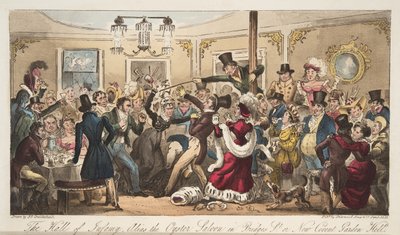 The Hall of Infamy, alias Oyster Saloon in Brydges-Street, or New Covent Garden Hell, from The English Spy by Isaac Robert Cruikshank