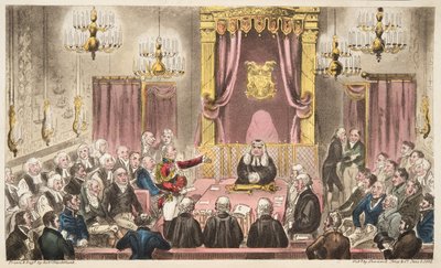 The House of Lords in High Debate, from The English Spy by Isaac Robert Cruikshank