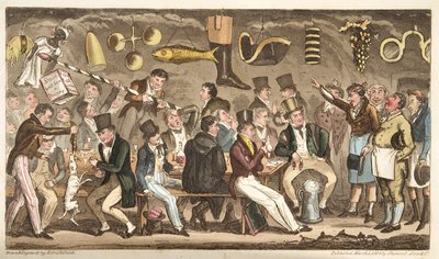 The Oppidans Museum, or Eton Court of Claims at the Christopher, from The English Spy, published London, 1824 by Isaac Robert Cruikshank