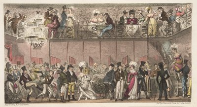 The Royal Saloon, Piccadilly, or an Hour after the Opera, from The English Spy published 1824 by Isaac Robert Cruikshank