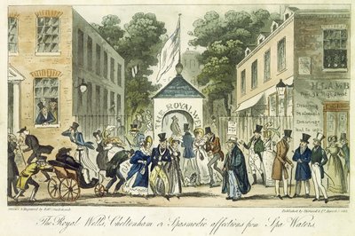 The Royal Wells, Cheltenham, or Spasmodic Affections for Spa Water, 1825 by Isaac Robert Cruikshank