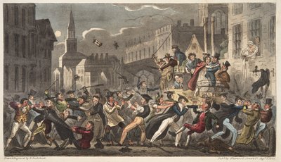Town and Gown, from The English Spy by Isaac Robert Cruikshank