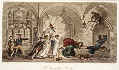 Westminster Frolics, from The English Spy by Isaac Robert Cruikshank