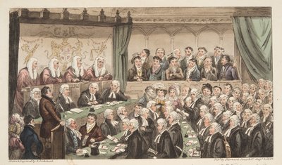 Westminster Hall, from The English Spy by Isaac Robert Cruikshank
