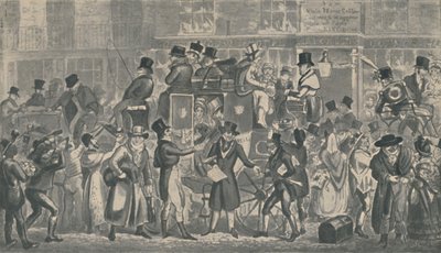 Outside White Horse Cellar, Piccadilly by Isaac, Robert and George Cruikshank