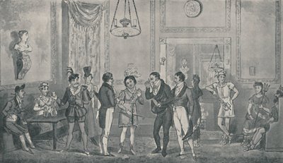 The Green Room at Drury Lane Theatre by Isaac, Robert and George Cruikshank