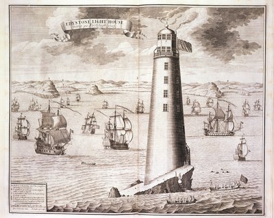 The Eddystone Lighthouse, Engraved by Hendrick Hulsbergh, 1713 by Isaac Sailmaker