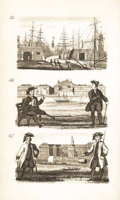 London Docks, Greenwich Hospital and Chelsea Hospital by Isaac Taylor