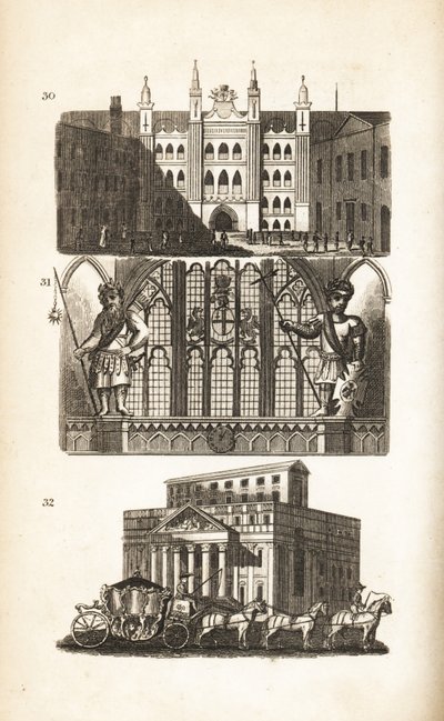 London Guildhall, Gog and Magog and the Mansion House by Isaac Taylor