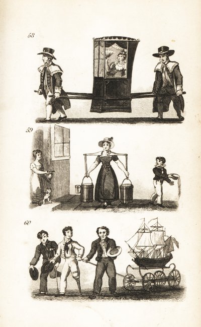 The Sedan Chair, the Milkmaid and the Sailors and Ship by Isaac Taylor