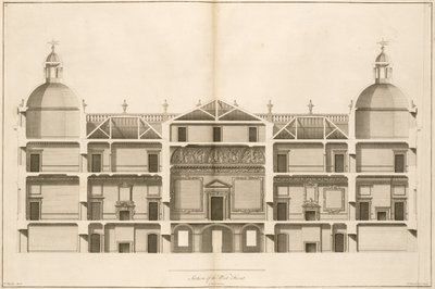 Houghton Hall: Section of the West Front, Engraved by Pierre Fourdrinier, 1735 by Isaac Ware