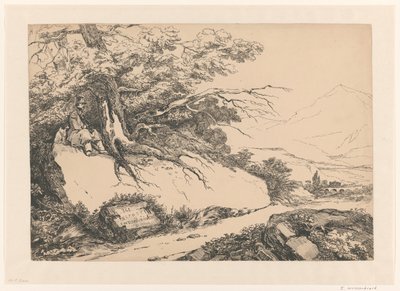 Landscape with a Man Resting Under a Tree with a Dog by Isaac Weissenbruch