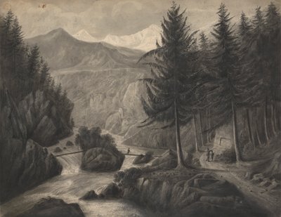 On the Zwcilutzen - Near Interlaken Canton of Berne The Jungfrau in the Distance by Isaac Weld