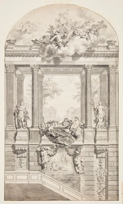 Design for Staircase, Voorst Castle, The Hague, Netherlands by Isaac de Moucheron