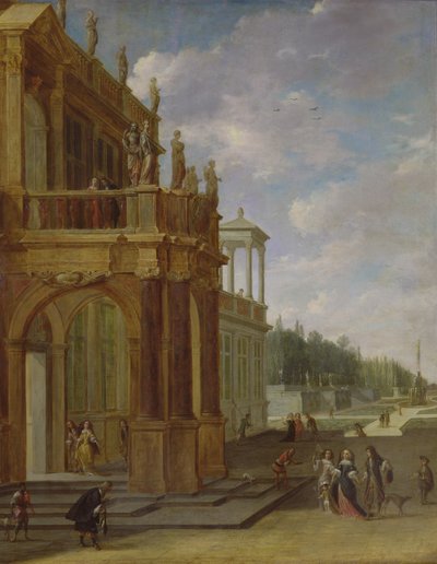 People on the Terrace of a Palace by Isaac van Nickele