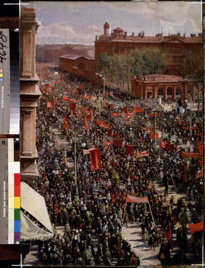 Parade on Nevsky Prospect in Leningrad (Saint Petersburg) by Isaak Israilevich Brodsky