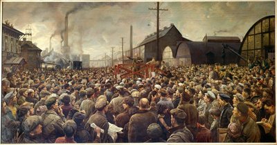Russian Revolution of 1917: Lenin Speaking to the Workers of the Putilov Factory in Petrograd by Isaak Israilevich Brodsky