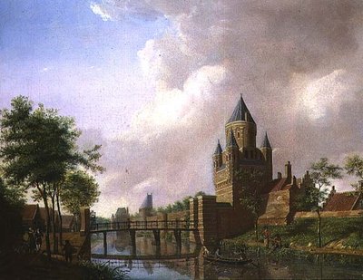 A View of the Kleine Houtpoort, Haarlem by Isaac Ouwater