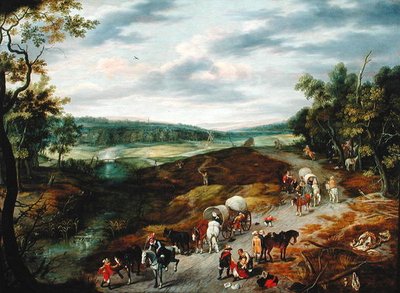 Thieves Attacking a Convoy of Travellers, 1656 by Isaak van Oosten