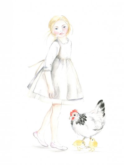Child with Hen and Chicks Easter 26 by Isabelle Brent