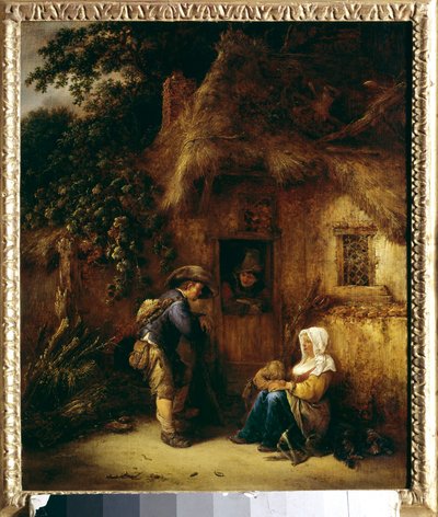 Conversation in Front of a Peasant House by Isack van Ostade